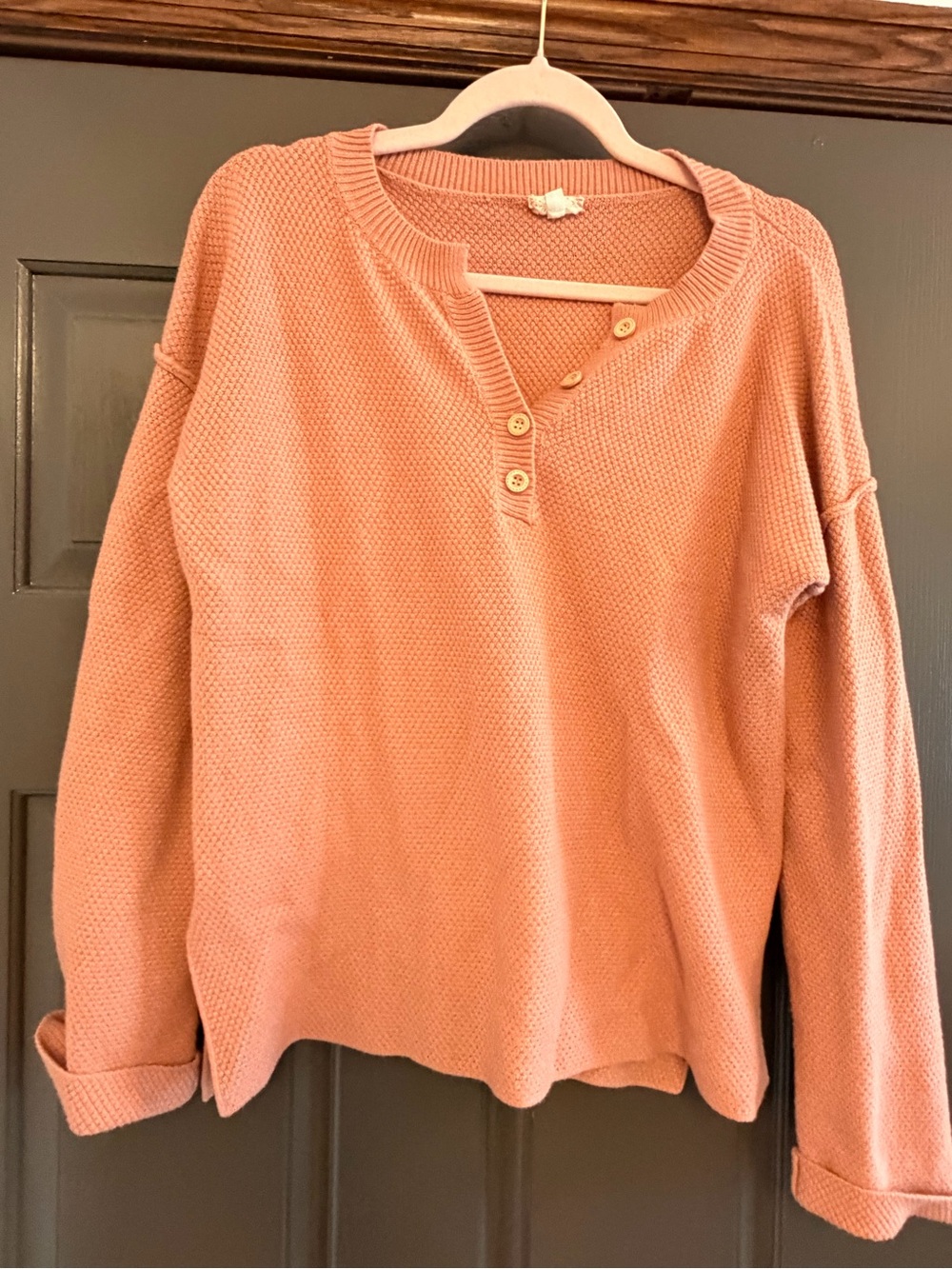 Women's Dusty Rose Henley Knit Top